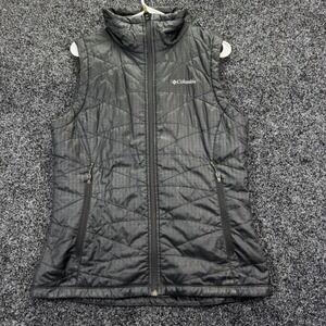 Columbia Omni-Heat Puffer Vest Womens Large Black Insulated Quilted Full Zip L